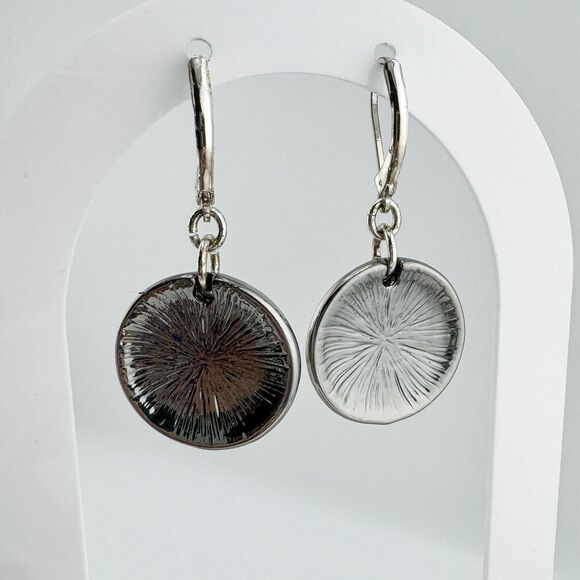Vintage Silver Tone Geometric Dangle Earrings Boho Chic Modern Spherical - Picture 7 of 9